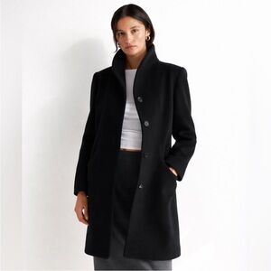 Quince Wool Cashmere Cocoon Coat Black Size Medium‎